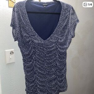 Torrid Navy and White Polka Dot Blouse